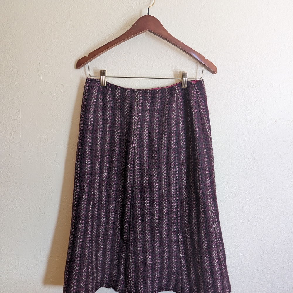 MAX MARA WEEKEND BURGUNDY, BLACK, PINK KNIT SKIRT 100% VIRGIN WOOL